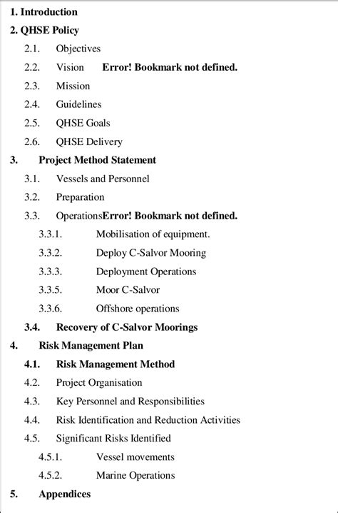 Example Of Method Statement Sub Categories Download Scientific Diagram