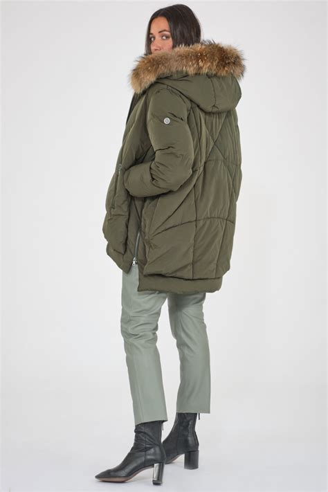 Doudoune chaude mi longue à capuche Blonde N Blonde N FROST Night Green Cesare