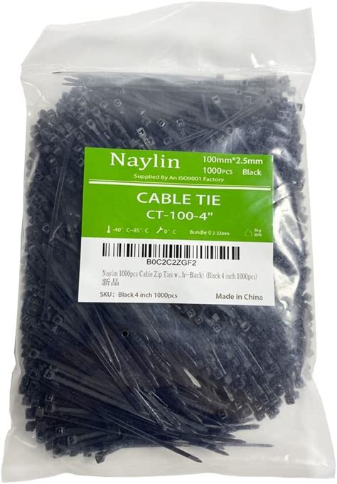 Amazon Black 4 Inch 1000pcs Cable Zip Ties Heavy Duty Premium