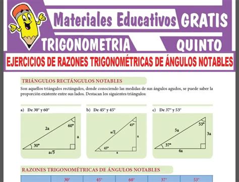 Ejercicios De Razones Trigonom Tricas De Ngulos Agudos