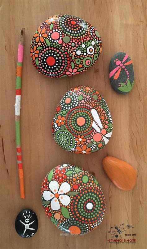 Nice Hand Painted River Rocks Rock Art Painted Stone Natural Home