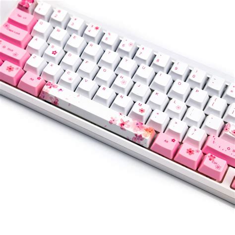 132Keys OEM PBT Cherry Blossoms Keycaps Full Set Mechanical Keyboard