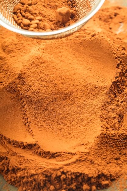 Premium Photo Chocolate Powder And Sieve Prepared For Cooking