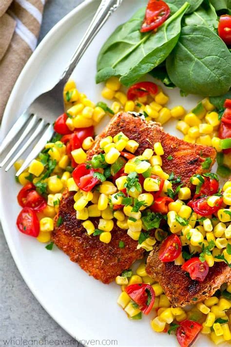 Blackened Grilled Salmon With Kickin Corn Pico De Gallo