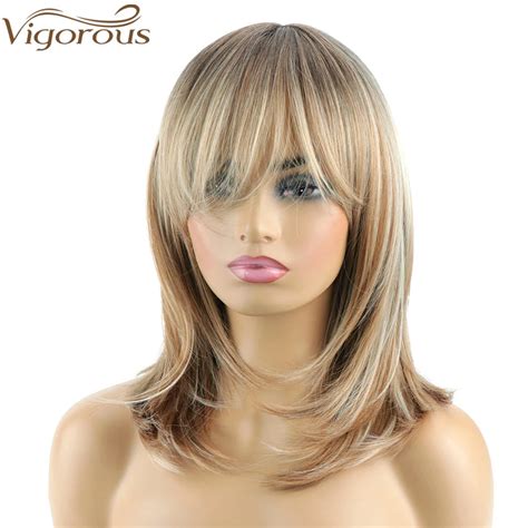 Vigorous Synthetic Wigs Long Straight Layered Hairstyle Ombre Black