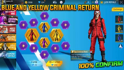 Criminal Bundle Return Free Fire 2023 Blue And Yellow Criminal Return