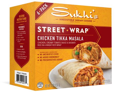 Chicken Tikka Masala Indian Street Wrap 6 Pack Sukhi S Gourmet Indian Foods