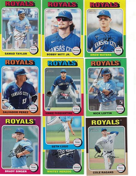 Kansas City Royals Topps Heritage Royals Baseball Team Set With