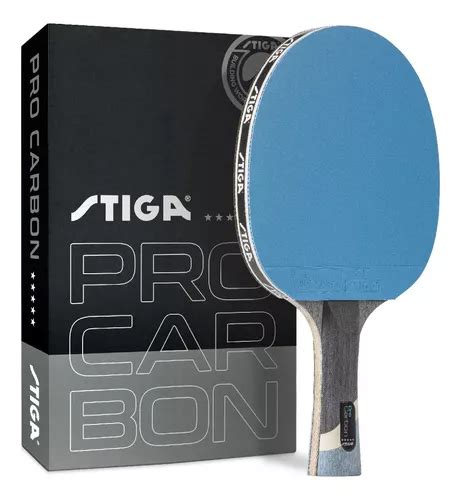 Raqueta De Ping Pong Stiga Pro Blue Procarbon Negra Y Azul Fl C Ncavo