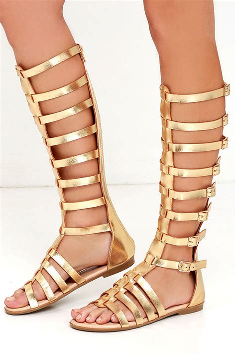 Cute Gold Sandals Flat Sandals Gladiator Sandals 3200 Lulus