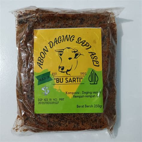 Asli Abon Manis Daging Sapi Ibu Sarti Khas Surabaya 250 Gram Kemasan