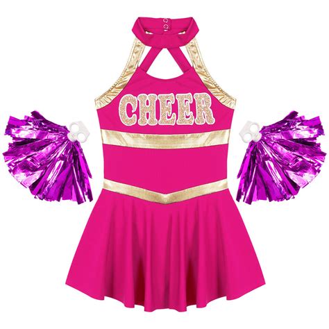 De Tiaobug Cheerleader Kost M F R M Dchen Cheer Kleid Mit Pompoms