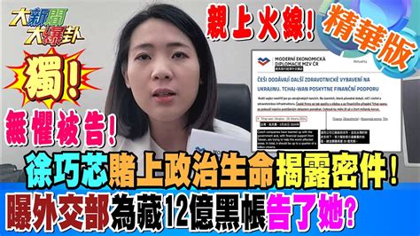 大新聞大爆卦】獨 親上火線 無懼被告 徐巧芯賭上政治生命揭露密件 曝外交部為藏12億黑帳告了她 精華版1 20240508 大新聞大爆卦hotnewstalk Youtube