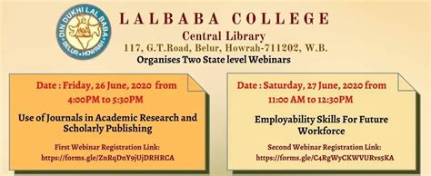 Lalbaba College Central Library Organises Two State level Webinars on ...