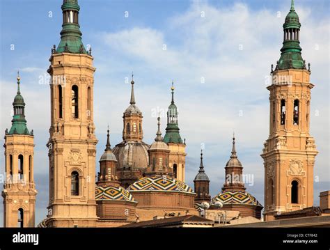 Spain Aragon Zaragoza Basilica De Nuestra Senora Del Pilar Stock