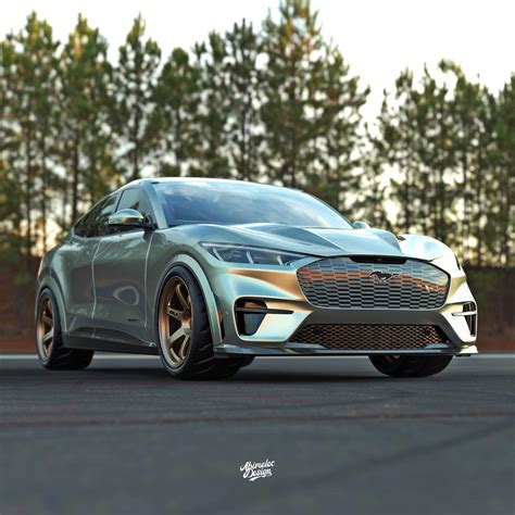 Slammed Ford Mustang Mach E Rendering Rocks Volk Racing Wheels