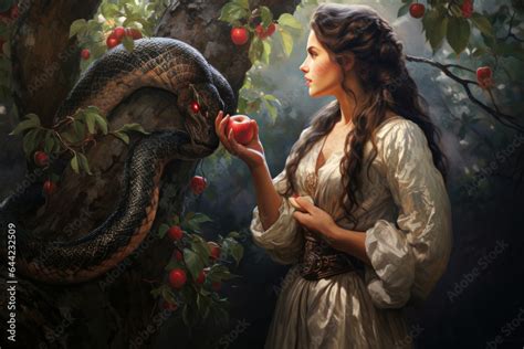 Eve In Paradise With The Forbidden Fruit In Her Hand And To Be Tempted