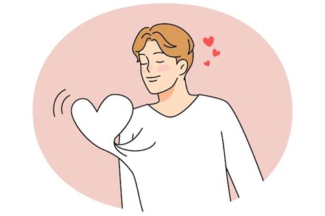 Premium Vector Young Man With Heart Beating In Chest