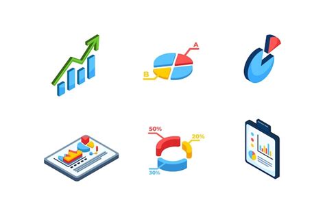 Premium Vector Isometric Infographic Element With Charts Pie Charts