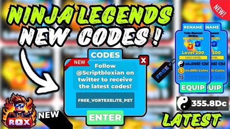 NEW CODES All Working Codes For Ninja Legends In 2024 ROBLOX NINJA