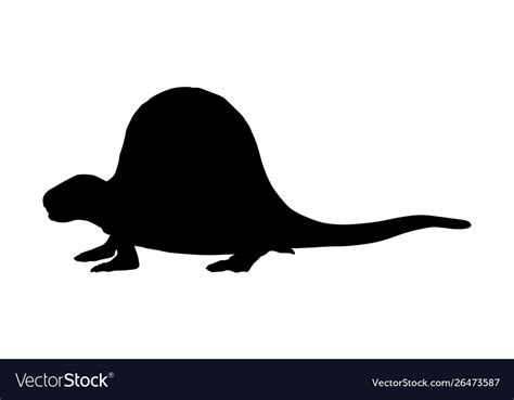 Dimetrodon Dinosaurs Silhouette Isolated On White Vector Image