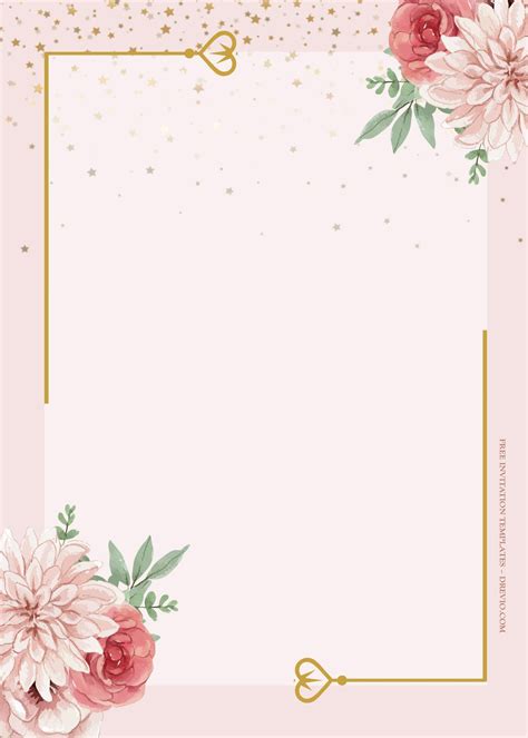 8 Pink Romance Gold Floral Wedding Invitation Templates Pink And