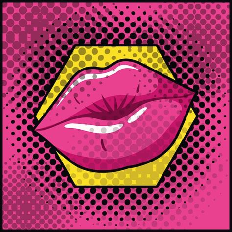 Female Lips Pop Art Style Vector Premium Download