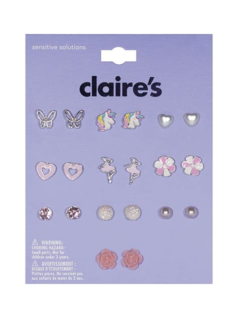 Claire’s Girls Silver and Pink Stud Earrings Set, 10 Pairs - Walmart.com