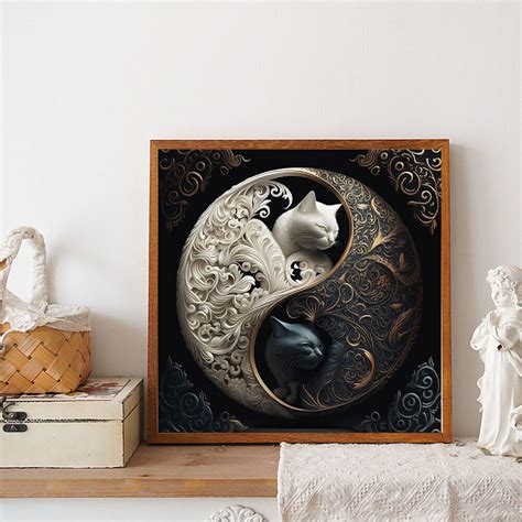 5D DIY Full Round Drill Diamond Painting Yin Yang Tai Chi Cat Home