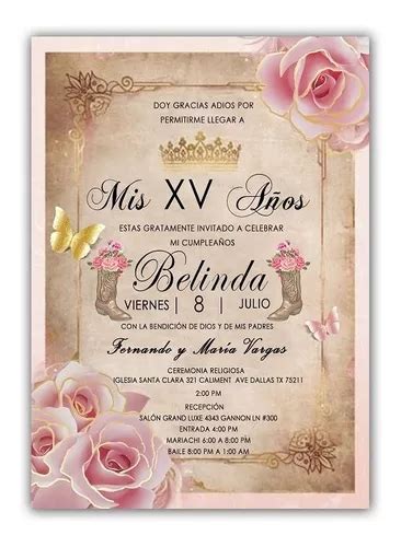 Invitaciones Xv A Os Y Boda Rosa Presentaci N Econ Mica En Venta En