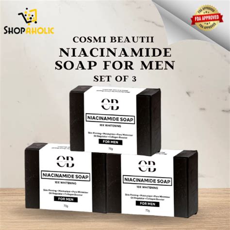 3 Setscosmi Beautii Niacinamide Soap For Men 10x Whitening Soap Whitening Oil Control Shopee