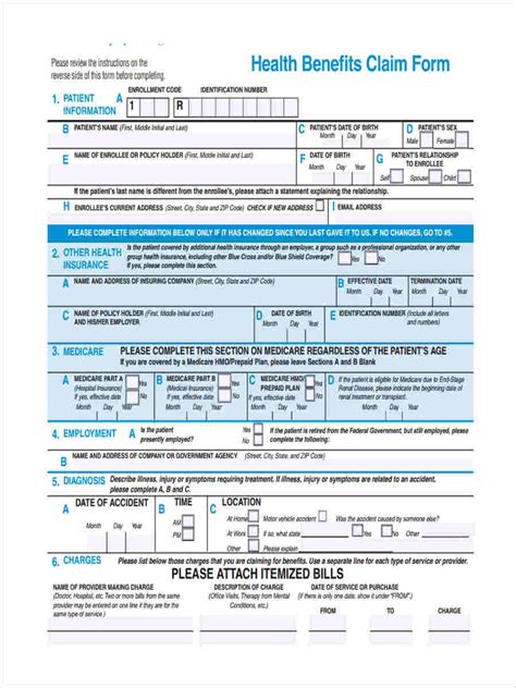 Health Insurance Claim Form Online Fillable Printable Forms Free Online