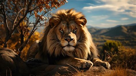 Premium AI Image | Majestic Lion in the Wild Roaring Majesty Lion's Realistic Portrait in ...