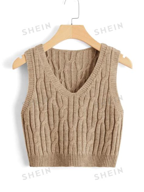 Shein Ezwear Cable Knit Sweater Vest Shein Usa