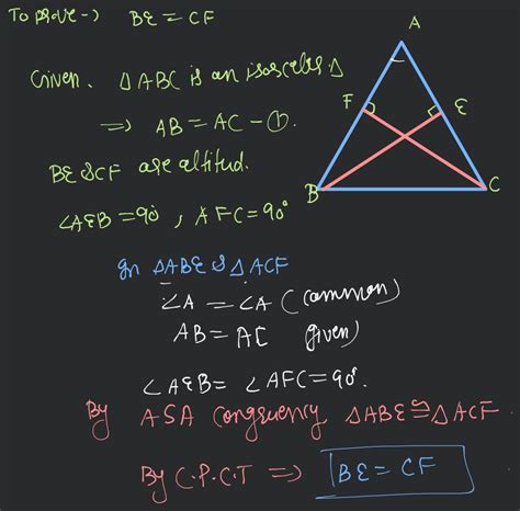 Abc Is An Isosceles Triangle In Which Altitudes Be And Cf Are Drawn To