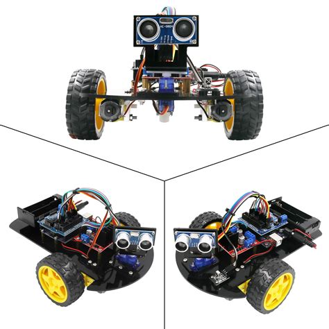 Lafvin Smart Robot Car 2wd Chassis Kit With Ultrasonic Module R3 Board Remote Compatible With