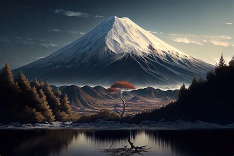 Premium Photo Mount Fuji Japan Realistic Generative Ai