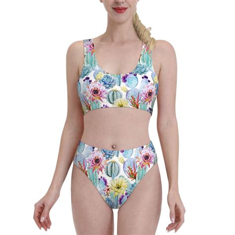 Lukts Women High Waisted Bikini Set Cactus1 Swimsuit 2 Piece Bathing