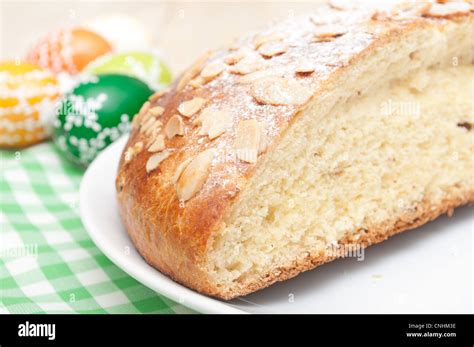 typical homemade easter cake  almonds stock photo alamy