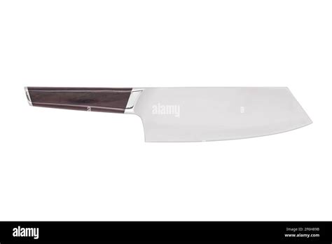 Meat cleaver from stainless steel with wooden handle isolated on white ...