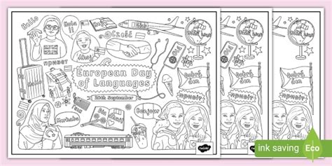 European Day Of Languages Poster Doodle Colouring Pages