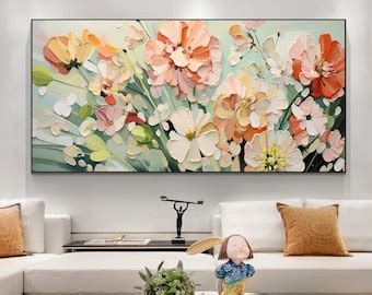 Abstract Flower Oil Painting On Canvas Large Wall Art Original