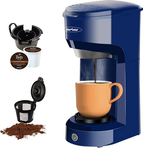 Superjoe Single Serve Coffee Maker 6 14oz For K Cup Pods And Ground Coffee Blue