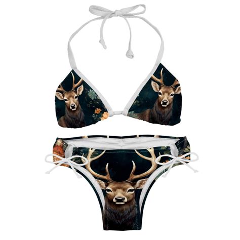 Deer Detachable Sponge Adjustable Strap Bikini Set Two Pack Versatile