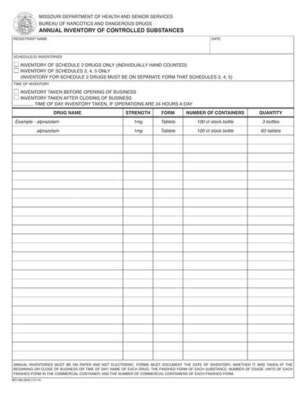 Blank Controlled Substances Inventory Log Printable