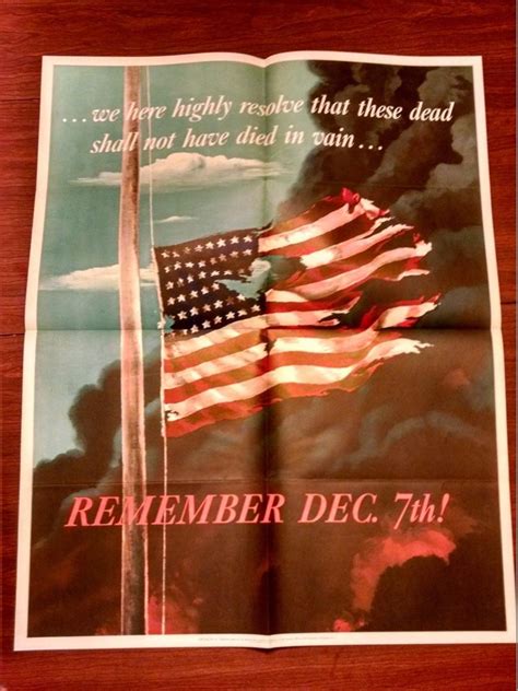 Original Un Used Ww2 Wwii Poster Remember December 7th Excellent