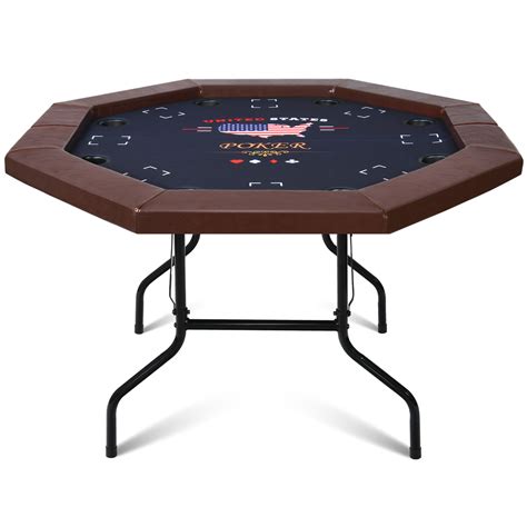 RayChee Poker Table Foldable, 8 Player Octagonal Texas Holdem Table w ...