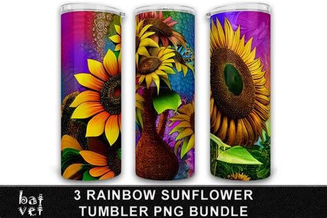 Rainbow Sunflower Tumbler Png Bundle Graphic By Batvet Creative Fabrica