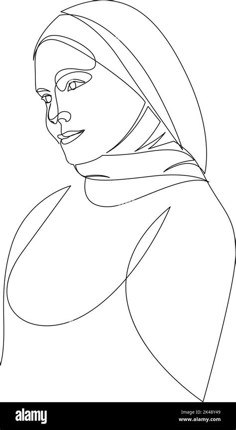 Hermosa Mujer En Hijab Continuo Dibujo De L Neas Arte De Una L Nea De