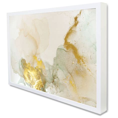 Quadro Decorativo Caixa Alta Vidro Abstrato Mármore Branco Gold